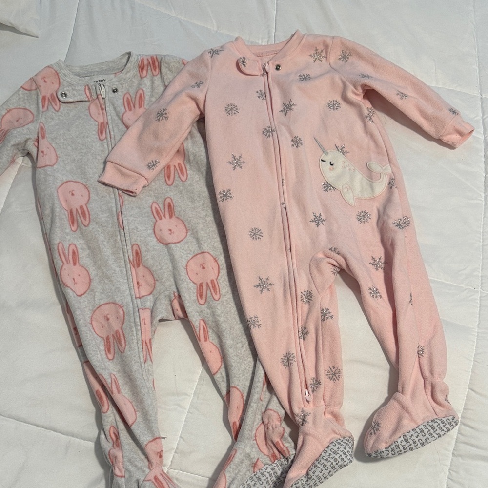Carter's Pink and Gray Footed One Pieces